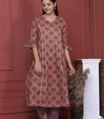Brown Printed Kurta And Bottom