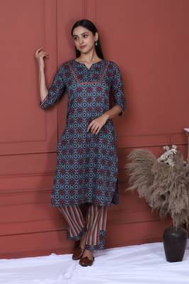 Indigo Printed Kurta And Bottom 1