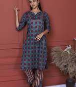 Indigo Printed Kurta And Bottom