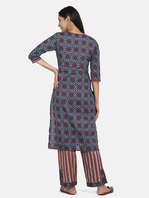 Indigo Printed Kurta And Bottom 5