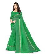Green Aura Silk saree with blouse piece