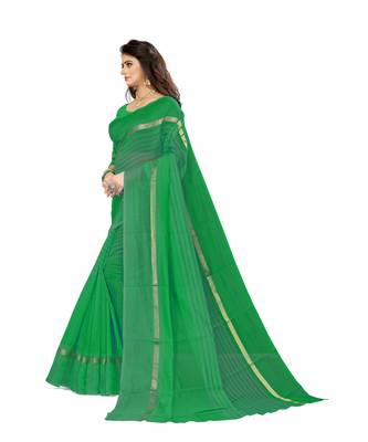 Green Aura Silk saree with blouse piece 2