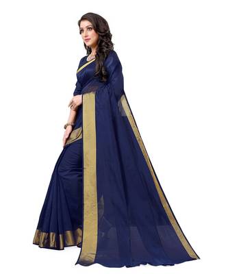 Navy blue  Kota Silk saree with blouse piece 2
