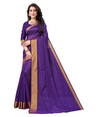Purple Kota Silk saree with blouse piece 1
