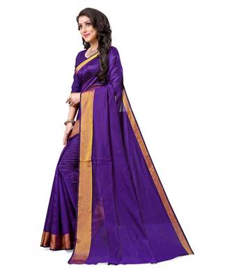 Purple Kota Silk saree with blouse piece 2
