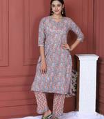 ORANGE PRINTED KURTA AND BOTTOM