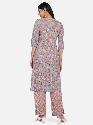 Orange Printed Kurta And Bottom 5