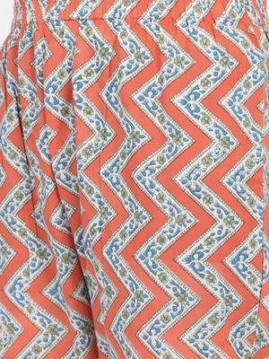 Orange Printed Kurta And Bottom 7