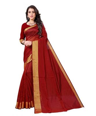 Maroon  Kota Silk saree with blouse piece 1