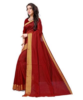 Maroon  Kota Silk saree with blouse piece 2