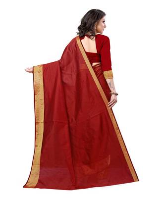Maroon  Kota Silk saree with blouse piece 3