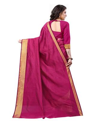 Rani Pink  Kota Silk saree with blouse piece 3