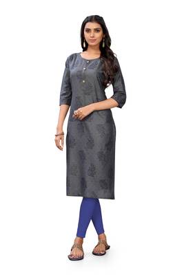 Grey printed cotton cotton-kurtis 1