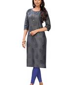 Grey printed cotton cotton-kurtis