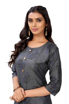 Grey printed cotton cotton-kurtis 3