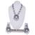 Mirror Design Silver Oxidized Long Necklace Set