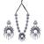 Mirror Design Silver Oxidized Long Necklace Set