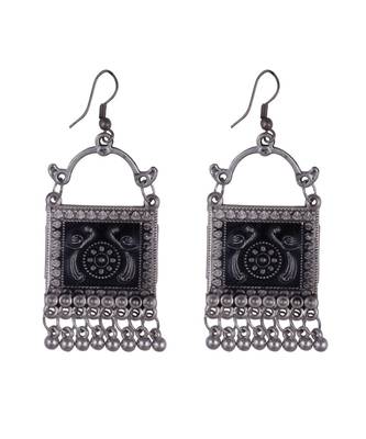 Silver Oxidized Long Pendant Necklace Set 5