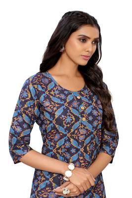 Black printed cotton cotton-kurtis 3