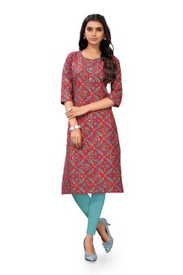 Purple printed cotton cotton-kurtis 1