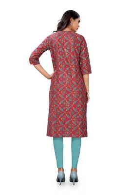 Purple printed cotton cotton-kurtis 2
