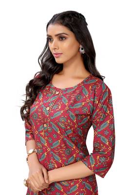 Purple printed cotton cotton-kurtis 3