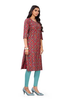 Purple printed cotton cotton-kurtis 4