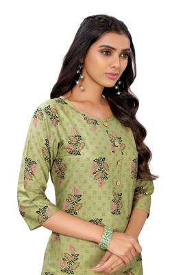 Green printed cotton cotton-kurtis 3