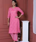 Pink Printed Kurta And Bottom