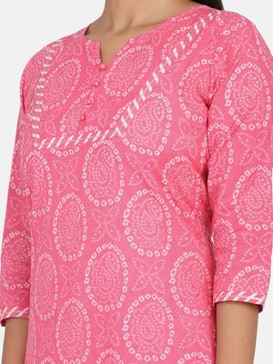 Pink Printed Kurta And Bottom 6