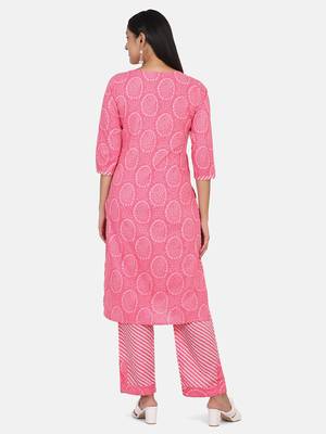 Pink Printed Kurta And Bottom 7