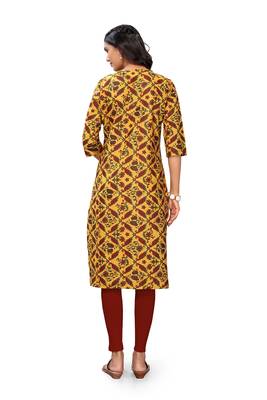 Mustard printed cotton cotton-kurtis 2