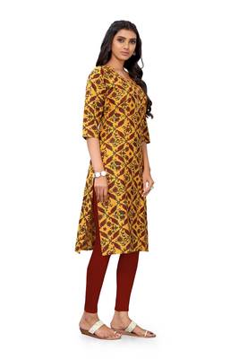 Mustard printed cotton cotton-kurtis 4