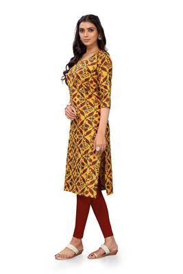 Mustard printed cotton cotton-kurtis 5