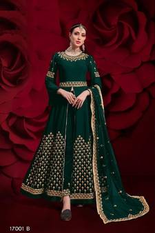 Green embroidered georgette salwar