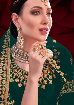 Green embroidered georgette salwar 2