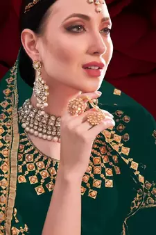 Green embroidered georgette salwar