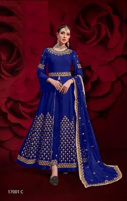 Blue embroidered georgette salwar 1