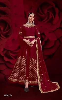 Maroon embroidered georgette salwar 1