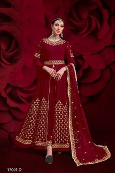 Maroon embroidered georgette salwar