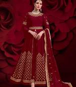 Maroon embroidered georgette salwar