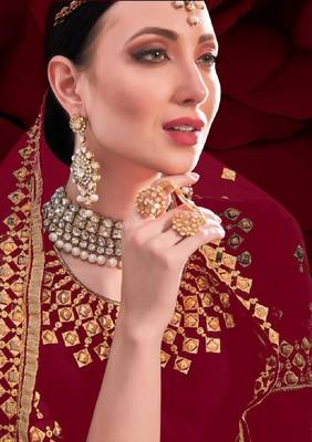 Maroon embroidered georgette salwar 2