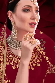 Maroon embroidered georgette salwar
