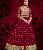 Maroon embroidered georgette salwar