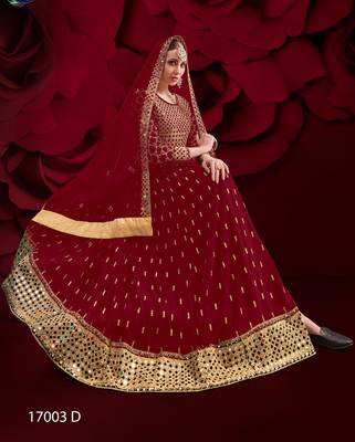 Maroon embroidered georgette salwar 2