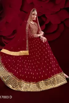 Maroon embroidered georgette salwar