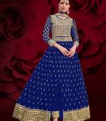 Blue embroidered georgette salwar