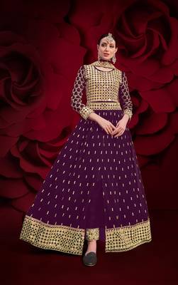 Wine embroidered georgette salwar 1