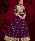 Wine embroidered georgette salwar