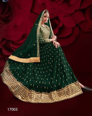 Green embroidered georgette salwar 2